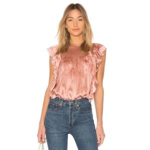 Ulla Johnson size 2 blush pink ruffled silk blouse